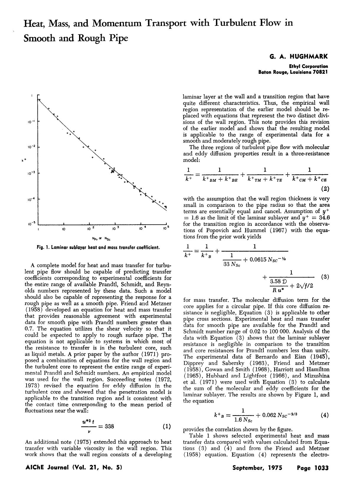 Heat, mass, and momentum transport with turbulent flow in smooth and rough pipe by Unknown
