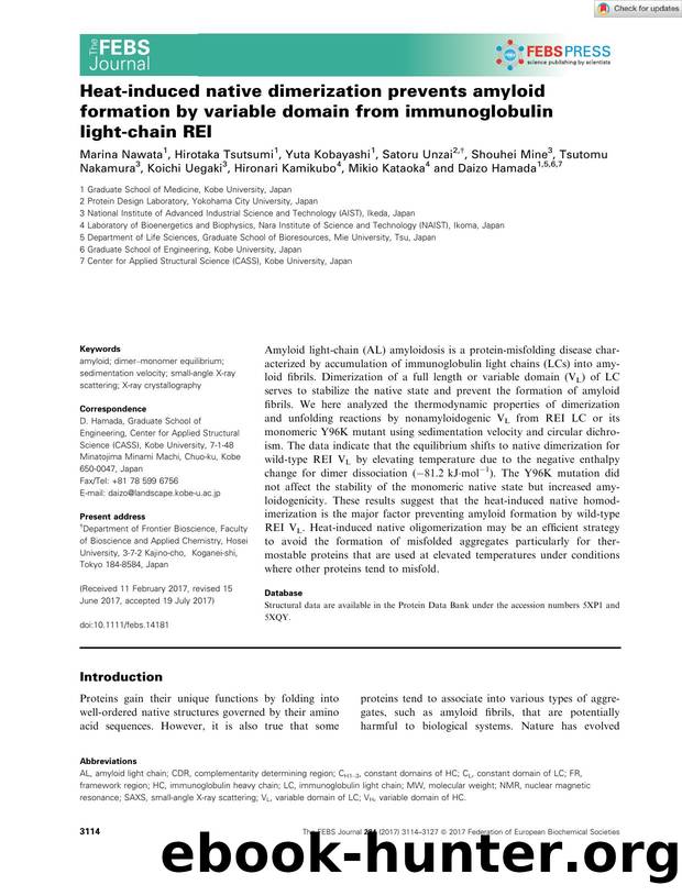 Heatâinduced native dimerization prevents amyloid formation by variable domain from immunoglobulin lightâchain REI by Unknown