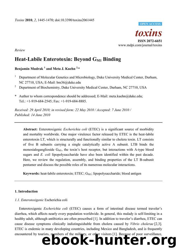 Heat-Labile Enterotoxin: Beyond GM1 Binding by Benjamin Mudrak & Meta J. Kuehn