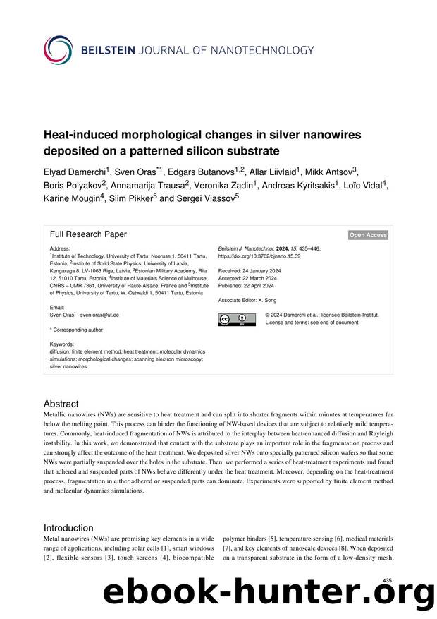 Heat-induced morphological changes in silver nanowires deposited on a patterned silicon substrate by unknow
