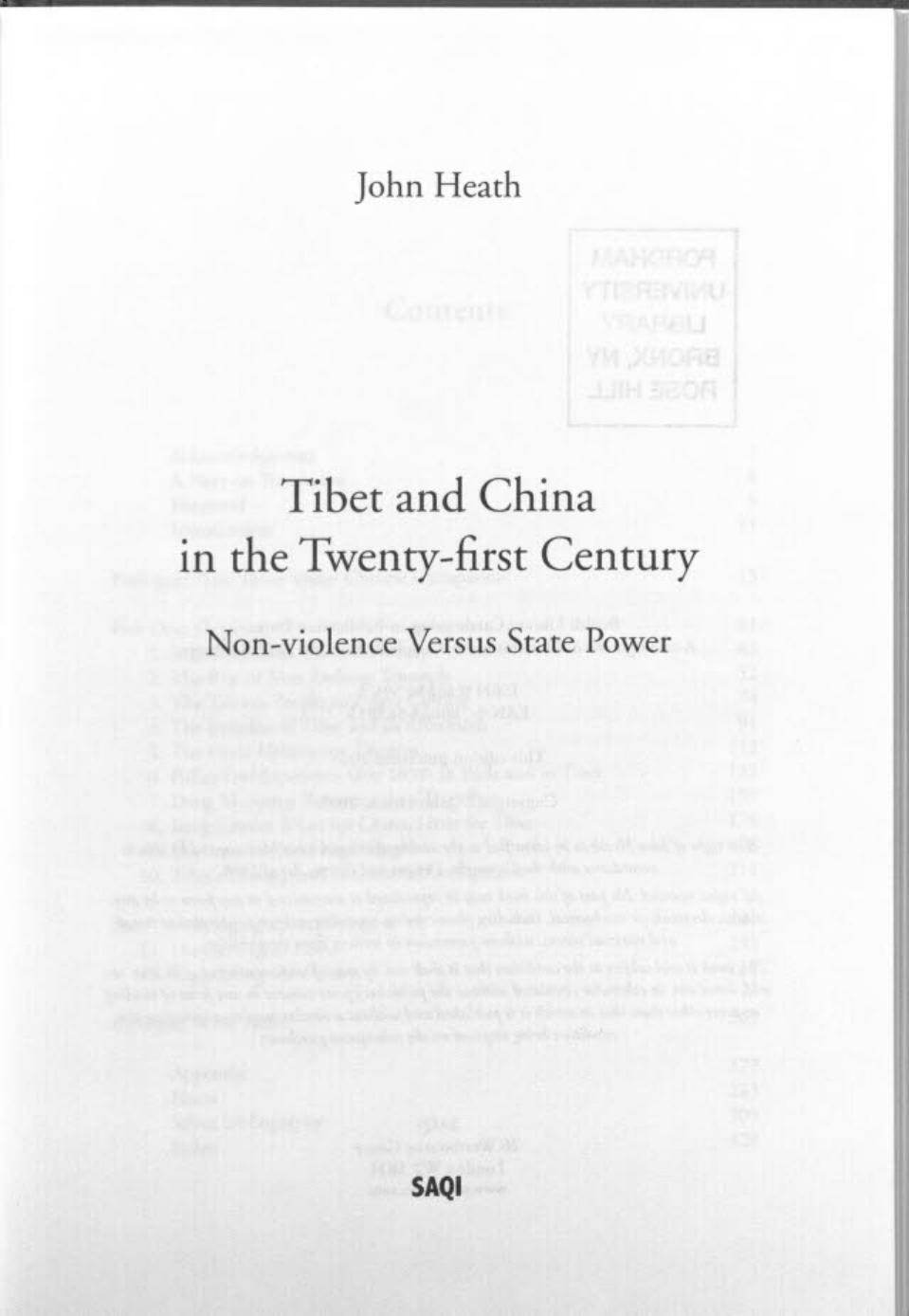 Heath by Tibet & China in the Twenty-first Century; Non-violence Versus State Power (2005)
