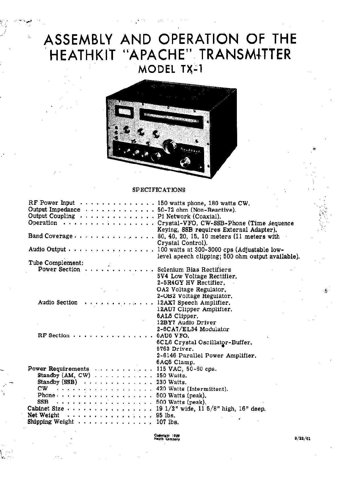 Heathkit TX-1 Apache Transmitter (schematic only) WW.pdf by Shellie