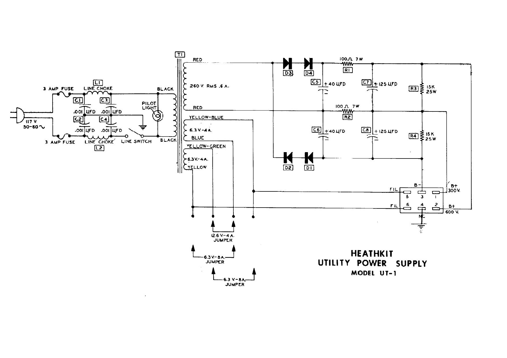 Heathkit UT-1 Utility Power Supply (schematic only) WW.pdf by Shellie