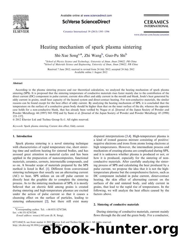 Heating mechanism of spark plasma sintering by Shi-Xue Song & Zhi Wang & Guo-Pu Shi