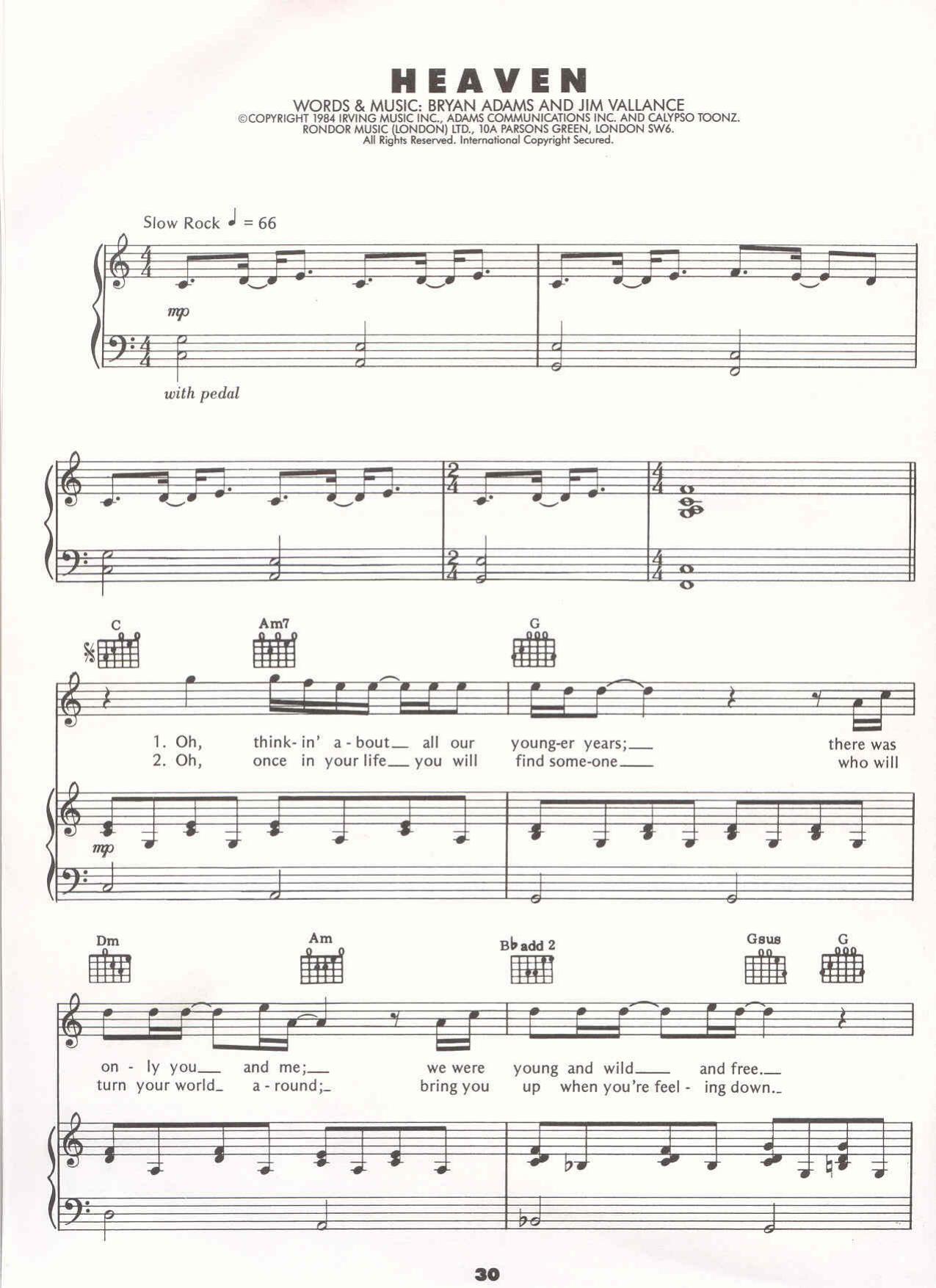 Heaven (Bryan Adams) by Unknown
