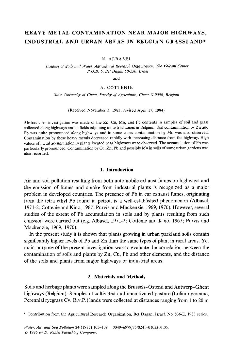 Heavy metal contamination near major highways, industrial and urban areas in belgian grassland by Unknown