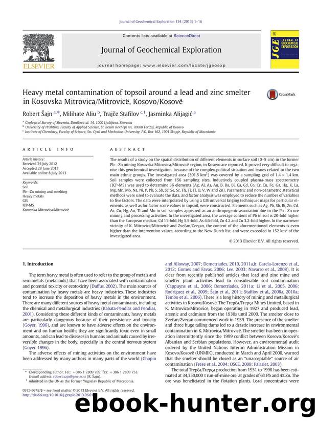 Heavy metal contamination of topsoil around a lead and zinc smelter in Kosovska MitrovicaMitrovicÃ«, KosovoKosovÃ« by Robert Šajn & Milihate Aliu & Trajče Stafilov & Jasminka Alijagić