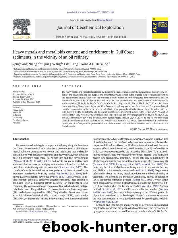 Heavy metals and metalloids content and enrichment in Gulf Coast sediments in the vicinity of an oil refinery by Zengqiang Zhang & Jim J. Wang & Cilai Tang & Ronald D. DeLaune