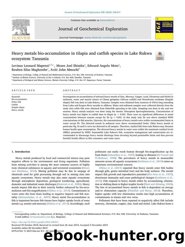 Heavy metals bio-accumulation in tilapia and catfish species in Lake Rukwa ecosystem Tanzania by Levinus Leonard Mapenzi