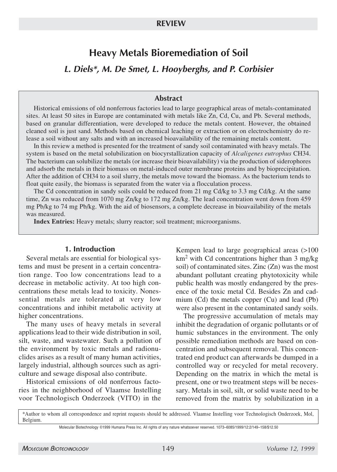 Heavy metals bioremediation of soil by Unknown