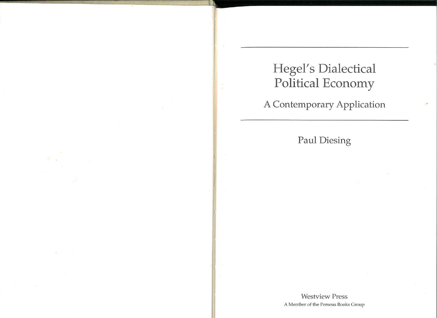 Hegel's Dialectical Political Economy by paul Diesing