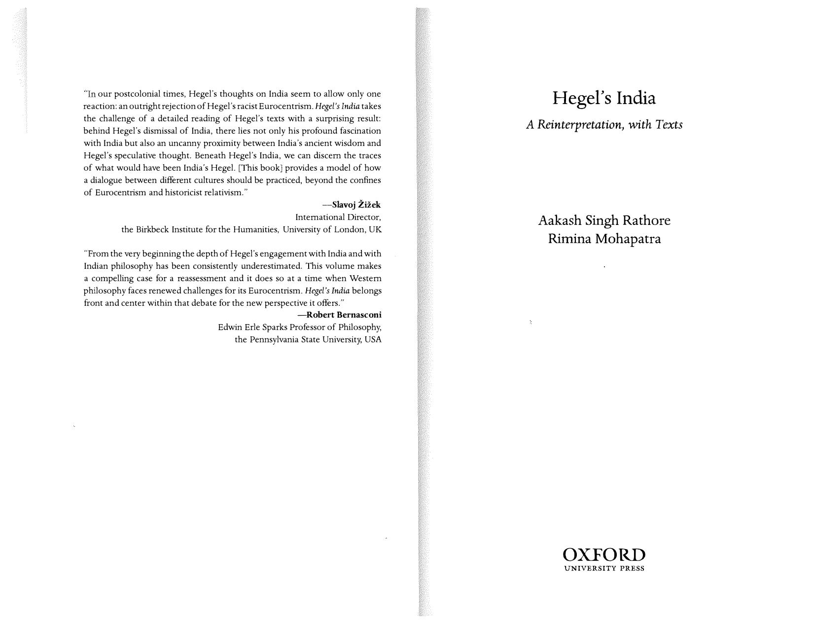 Hegel's India: A Reinterpretation, with Texts by Unknow