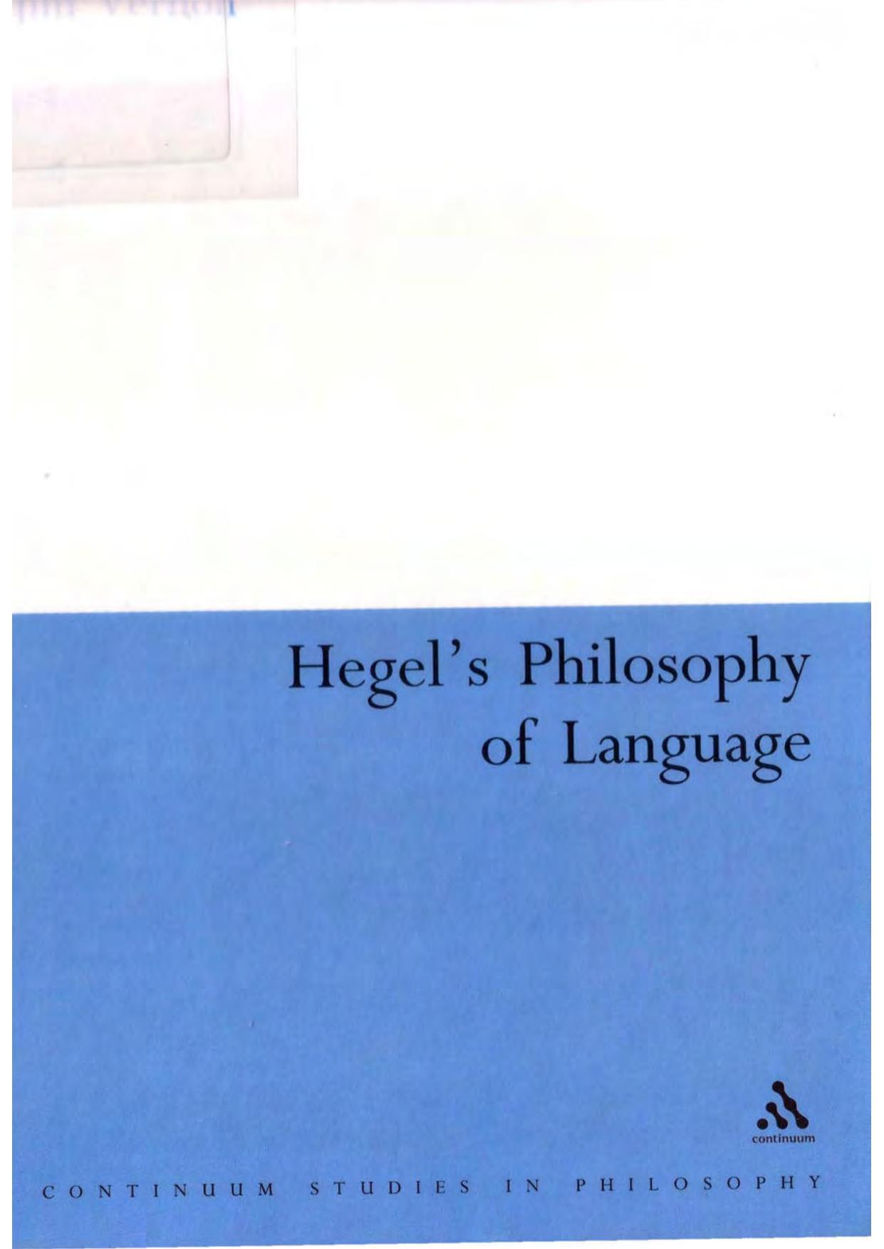 Hegel's Philosophy of Language by Jim Vernon