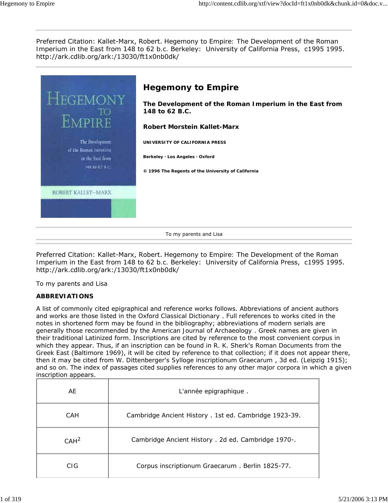 Hegemony to Empire by Clark
