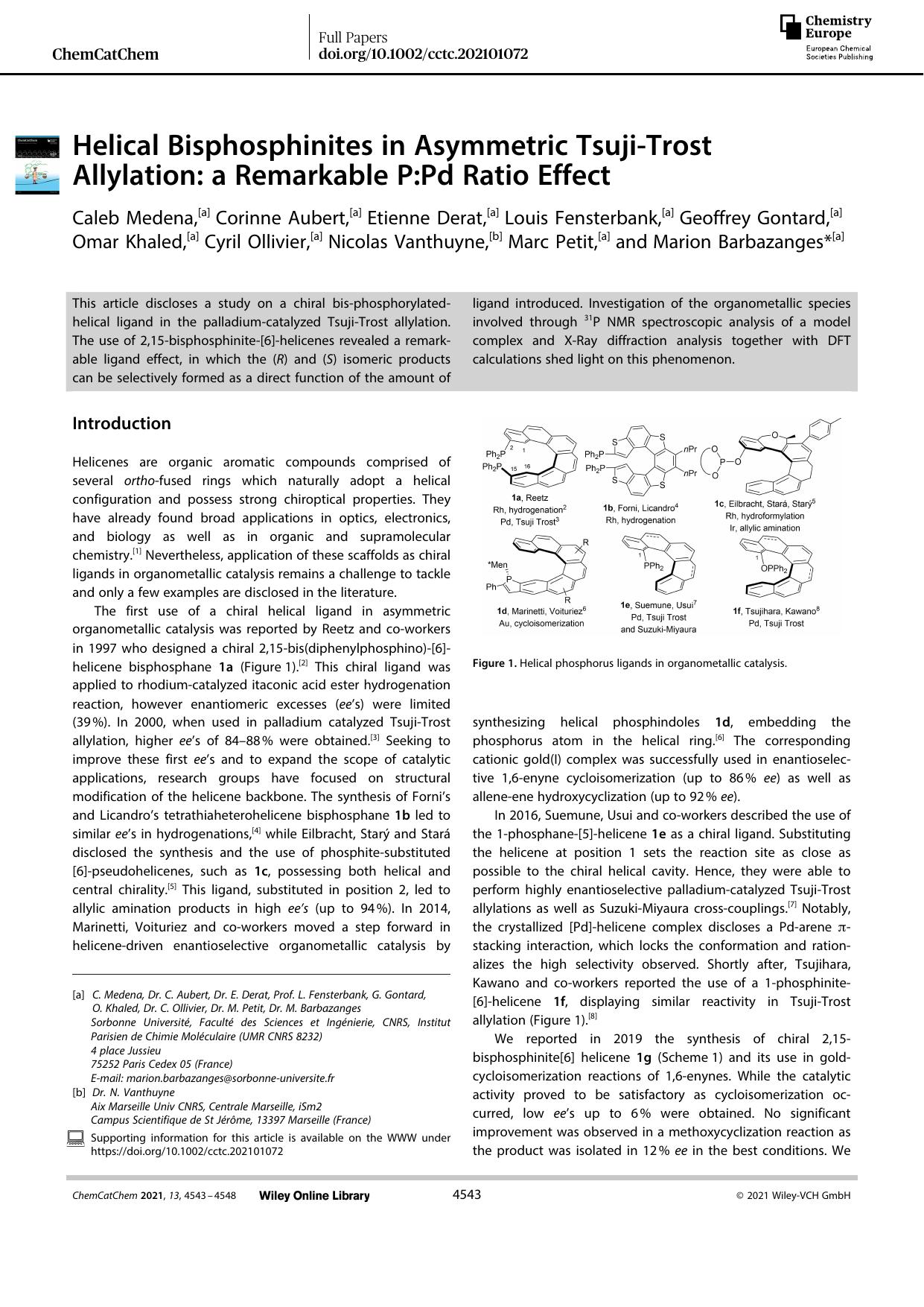 Helical Bisphosphinites in Asymmetric TsujiâTrost Allylation: a Remarkable P:Pd Ratio Effect by Unknown