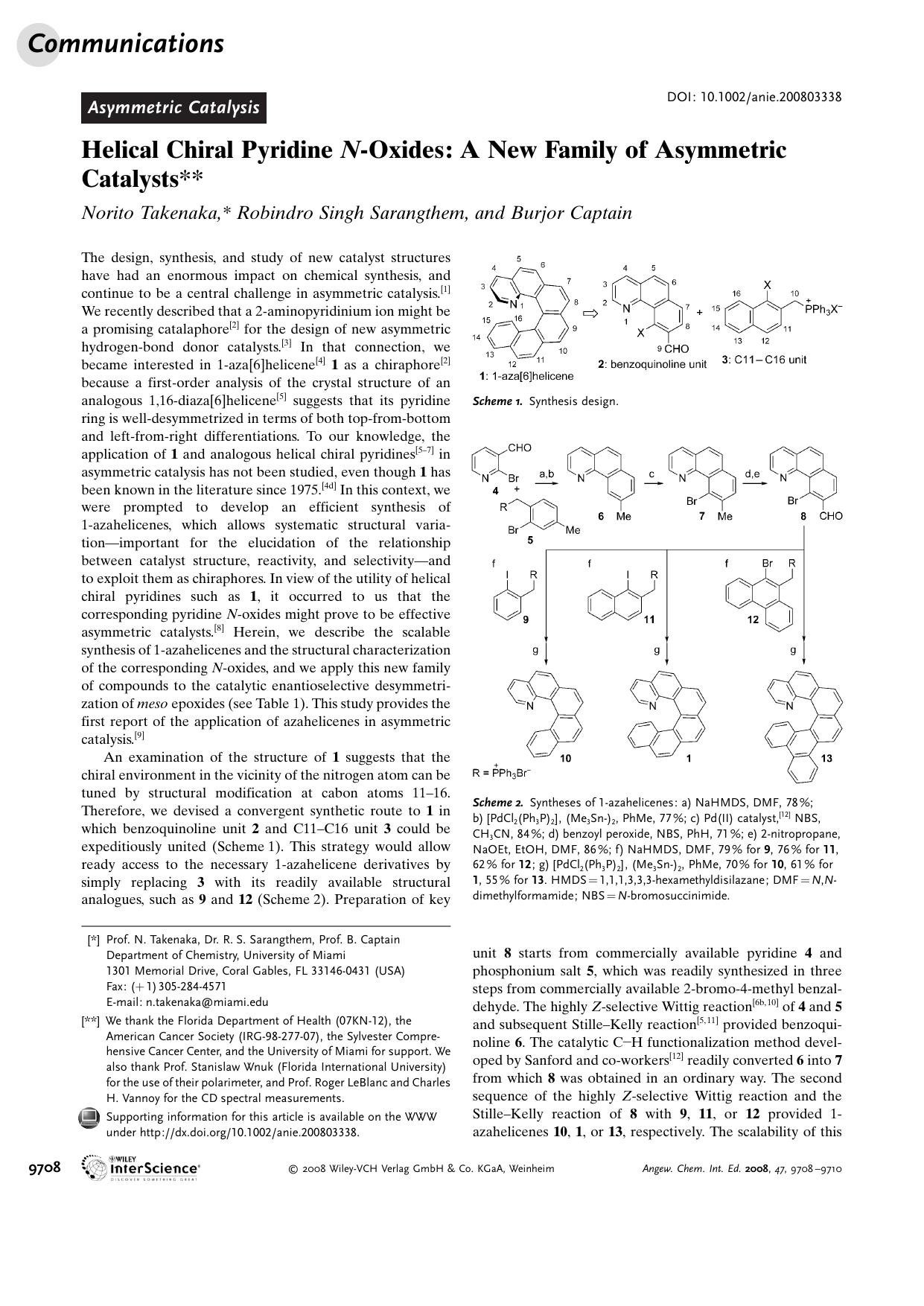 Helical Chiral Pyridine N-Oxides: A New Family of Asymmetric Catalysts by Unknown