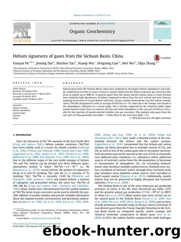 Helium signatures of gases from the Sichuan Basin, China by Yunyan Ni & Jinxing Dai & Shizhen Tao & Xiaoqi Wu & Fengrong Liao & Wei Wu & Dijia Zhang