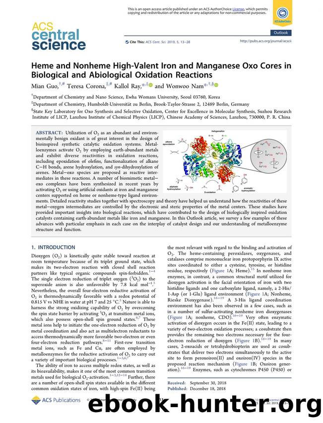 Heme and Nonheme High-Valent Iron and Manganese Oxo Cores in Biological and Abiological Oxidation Reactions by unknow