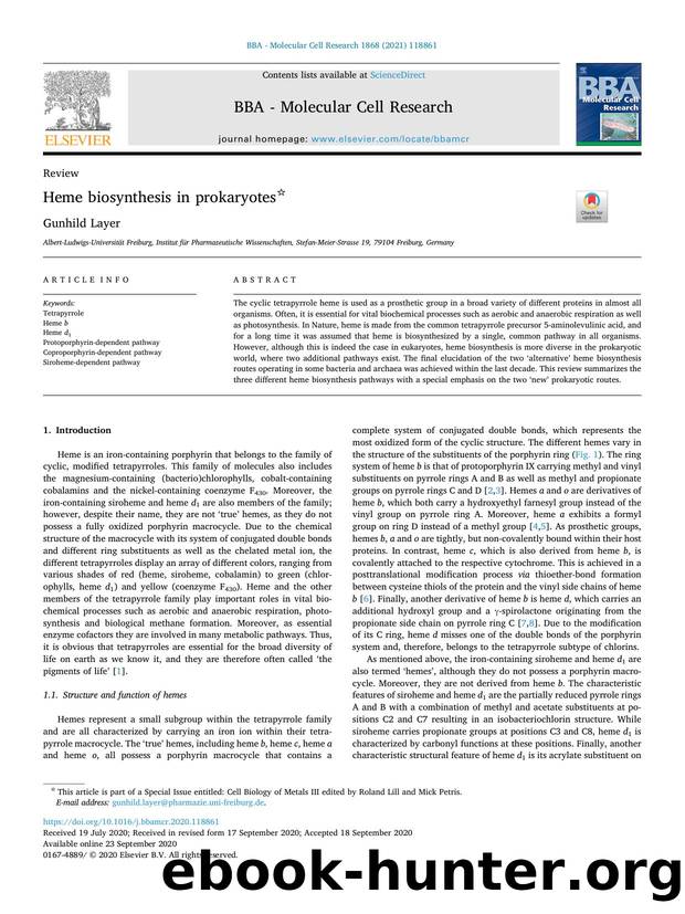 Heme biosynthesis in prokaryotes by Gunhild Layer