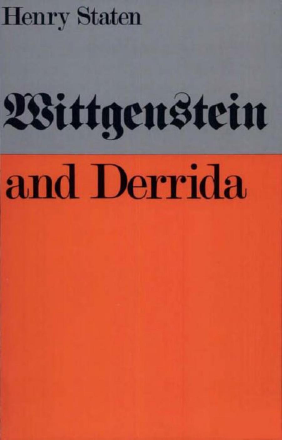 Henry Staten by Wittgenstein & Derrida (Bokos-Z1)