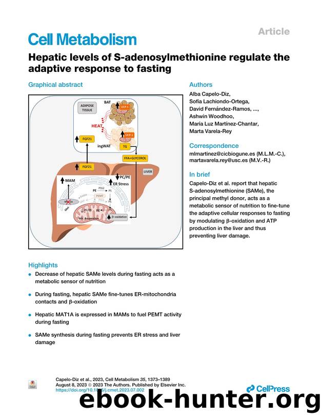 Hepatic levels of S-adenosylmethionine regulate the adaptive response to fasting by unknow