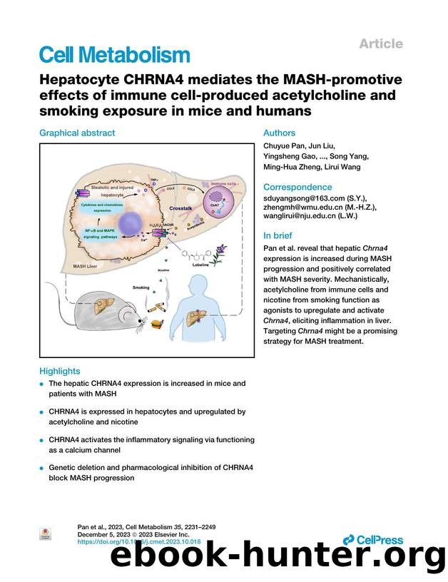 Hepatocyte CHRNA4 mediates the MASH-promotive effects of immune cell-produced acetylcholine and smoking exposure in mice and humans by unknow