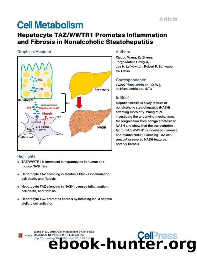Hepatocyte TAZWWTR1 Promotes Inflammation and Fibrosis in Nonalcoholic Steatohepatitis by unknow