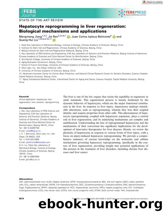 Hepatocyte reprogramming in liver regeneration: Biological mechanisms and applications by Unknown