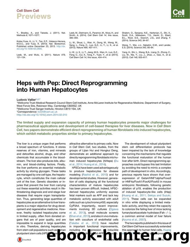 Heps with Pep: Direct Reprogramming into Human Hepatocytes by Ludovic Vallier