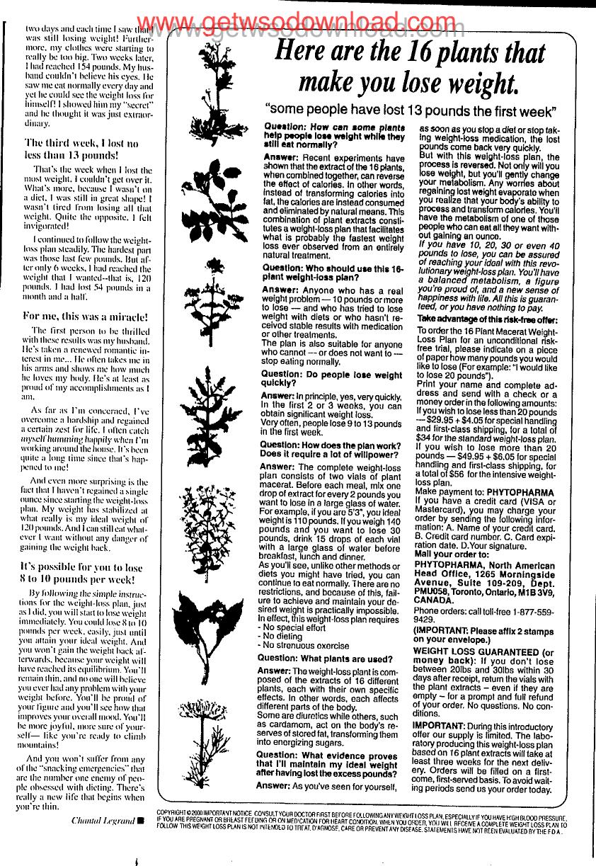 Here are the 16 plants that make you lose weight by Copyright 2007 Heritage Microfilm Inc. & Newspaperarchive.com