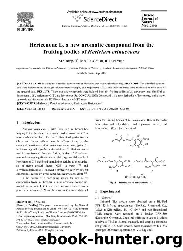 Hericenone L, a new aromatic compound from the fruiting bodies of Hericium erinaceums by Bing-Ji MA & Jin-Chuan MA & Yuan RUAN
