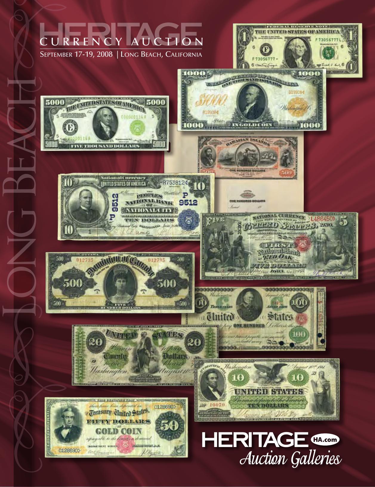 Heritage Long Beach Currency Auction #3502 by Currency Auctions of America Inc. Inc. Heritage Auctions