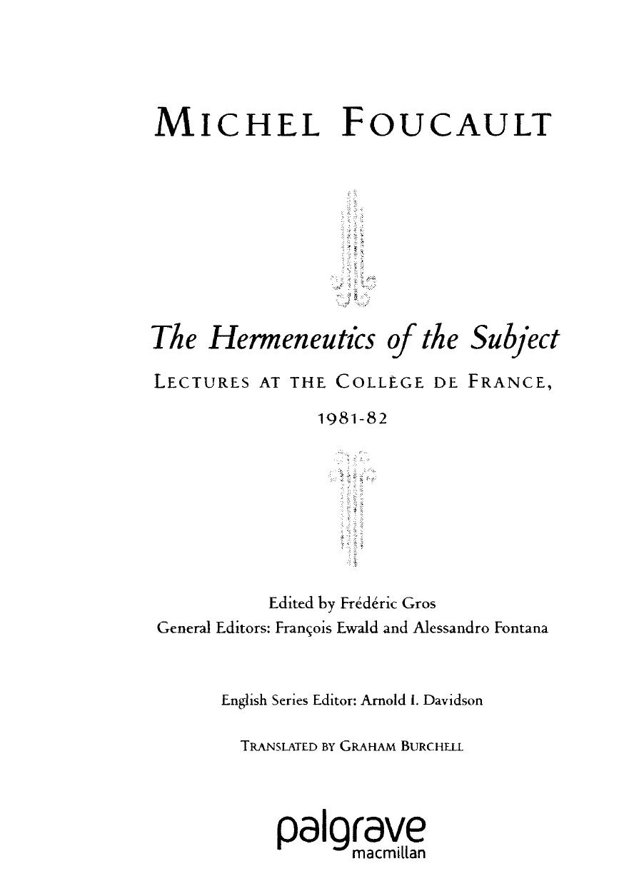 Hermeneutics of the Subject by Michel Foucault