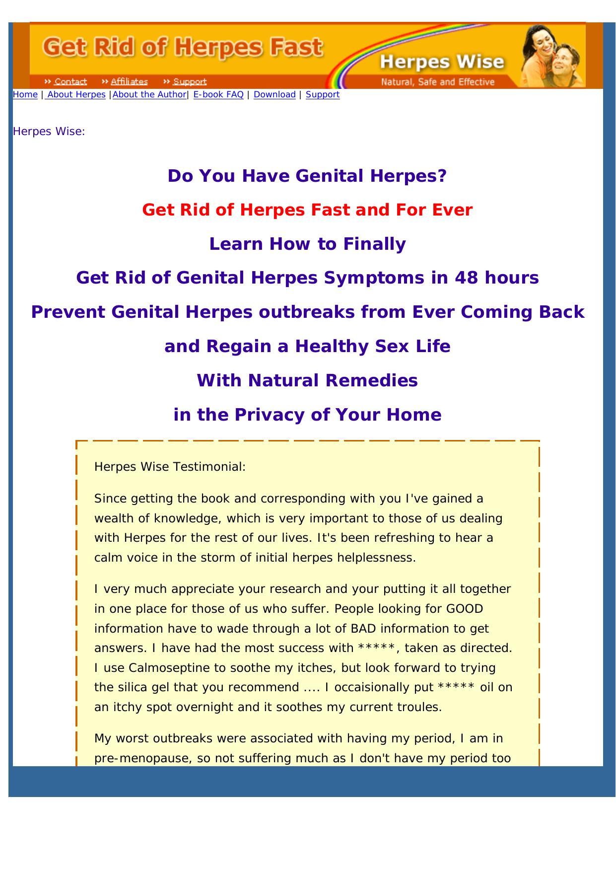 Herpes Wise- Clear Genital Herpes In 72 Hours & Keep It Away For Life. by Best of Kuszter's Collection