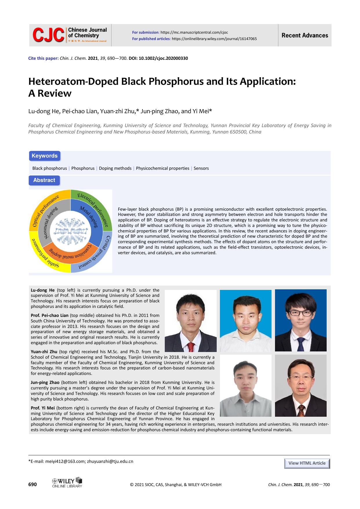 Heteroatom-doped black phosphorus and its applicationï¼A Review by USER