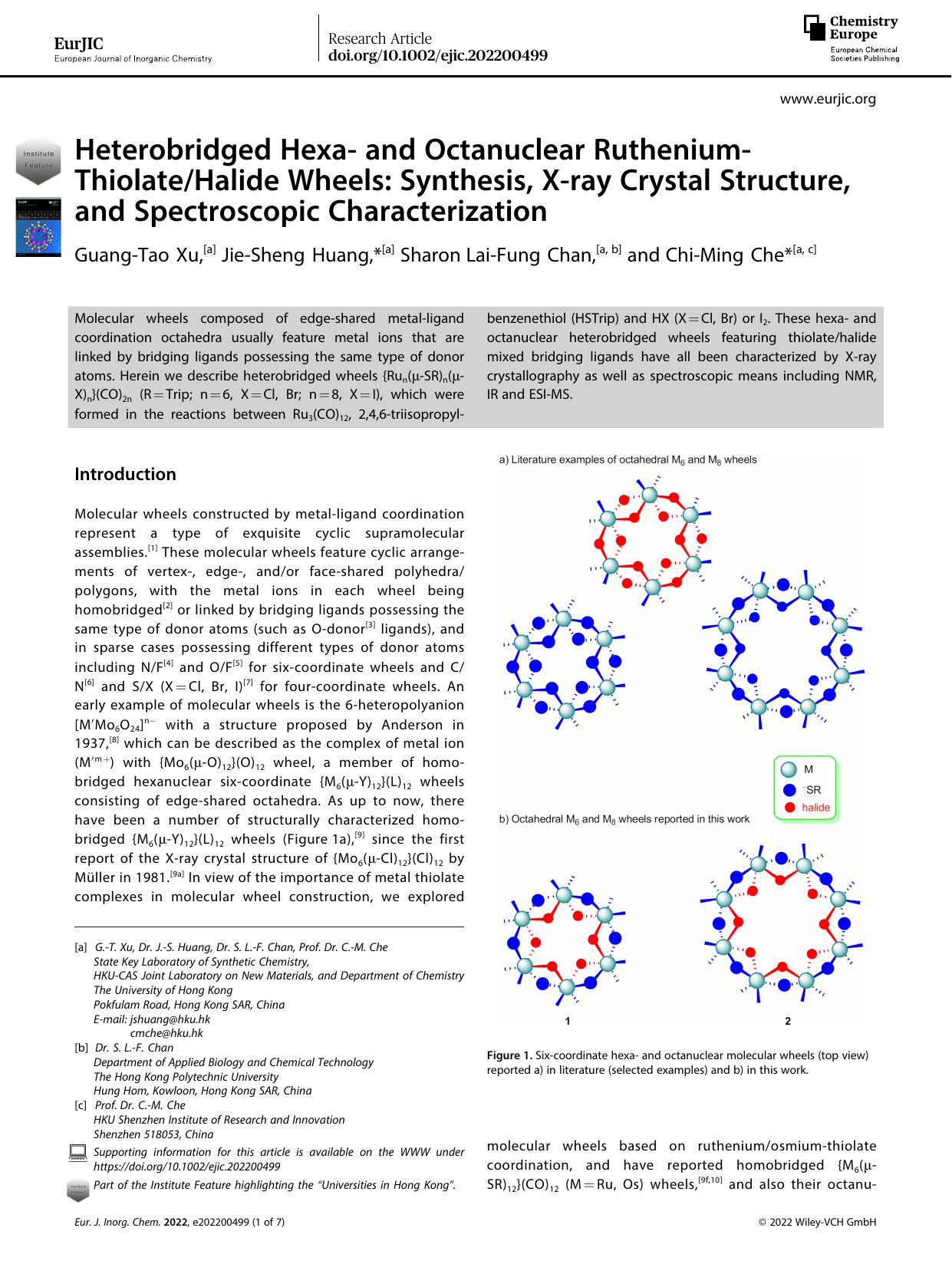 Heterobridged Hexaâ and Octanuclear RutheniumâThiolateHalide Wheels: Synthesis, Xâray Crystal Structure, and Spectroscopic Characterization by Unknown