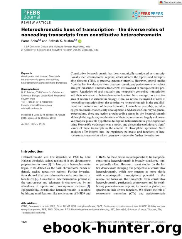 Heterochromatic hues of transcriptionâthe diverse roles of noncoding transcripts from constitutive heterochromatin by Unknown