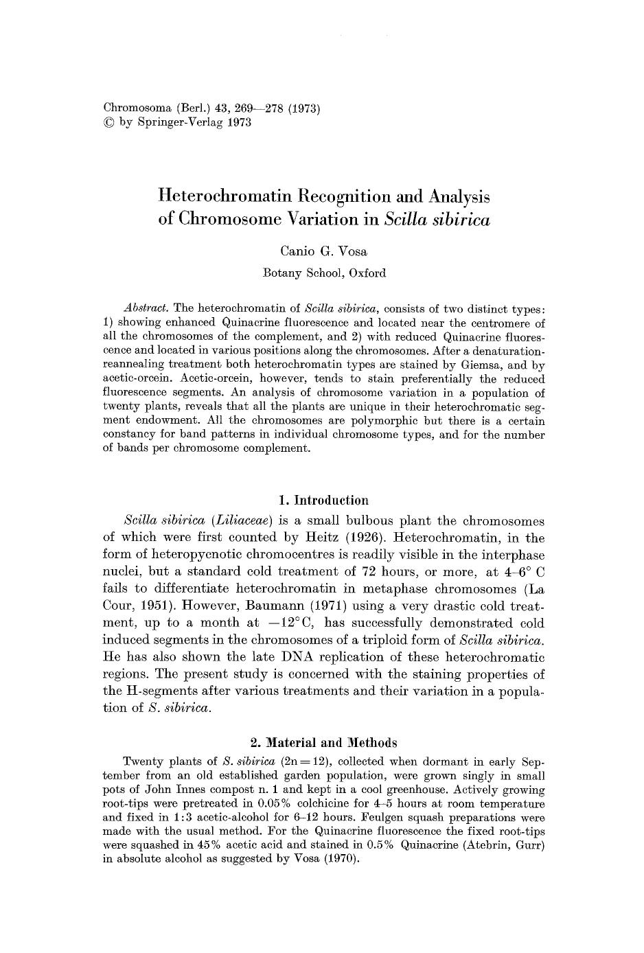 Heterochromatin recognition and analysis of chromosome variation in <Emphasis Type="Italic">Scilla sibirica<Emphasis> by Unknown