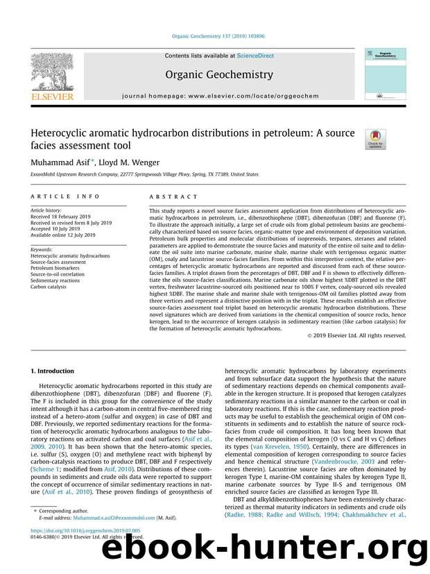 Heterocyclic aromatic hydrocarbon distributions in petroleum: A source facies assessment tool by Muhammad Asif & Lloyd M. Wenger