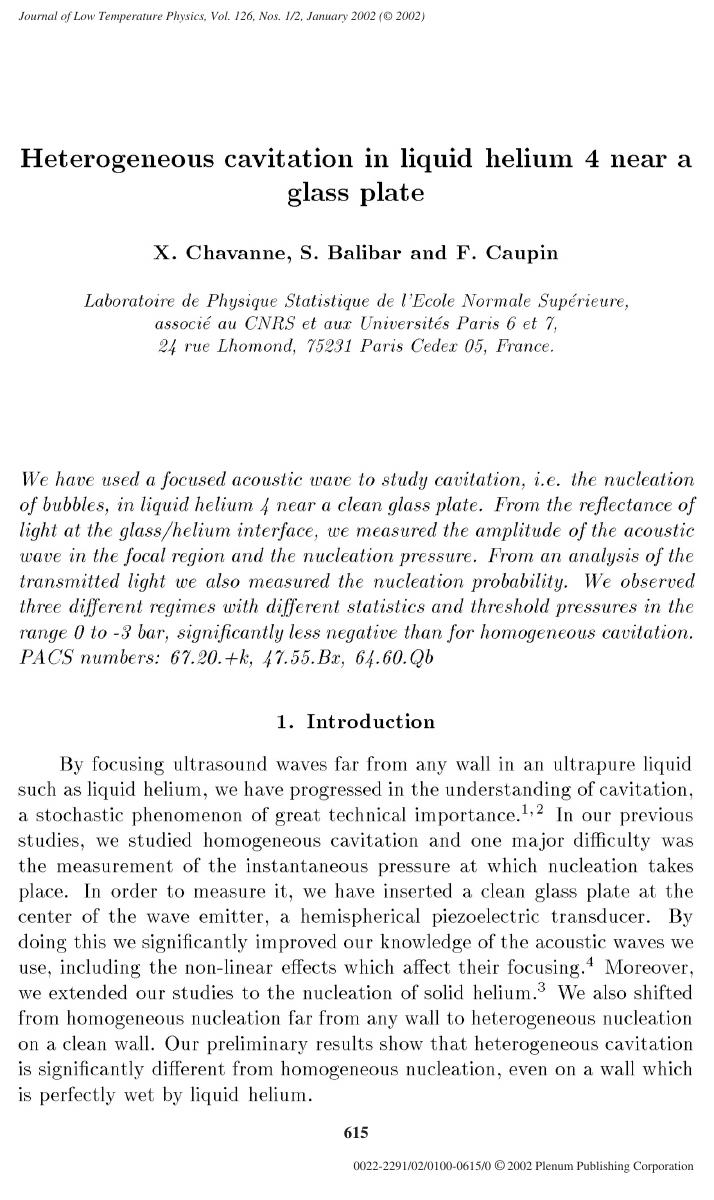 Heterogeneous Cavitation in Liquid Helium 4 Near a Glass Plate by Unknown