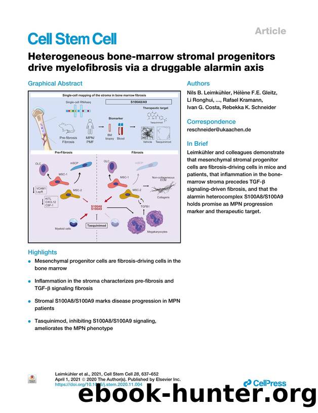 Heterogeneous bone-marrow stromal progenitors drive myelofibrosis via a druggable alarmin axis by unknow