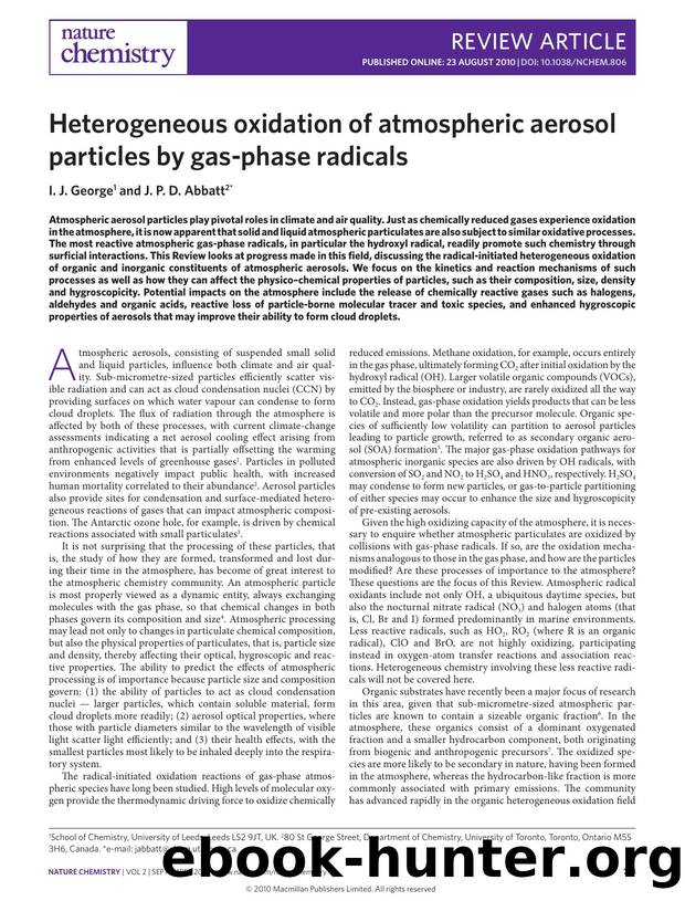 Heterogeneous oxidation of atmospheric aerosol particles by gas-phase radicals by I. J. George & J. P. D. Abbatt