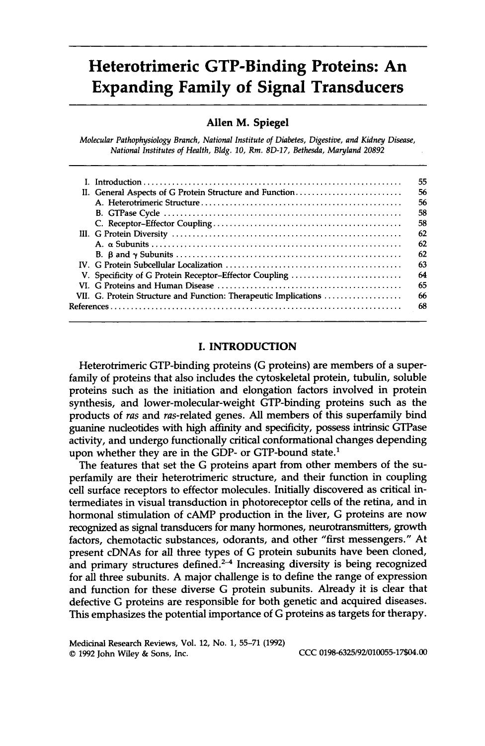 Heterotrimeric GTP-binding proteins: An expanding family of signal transducers by Unknown
