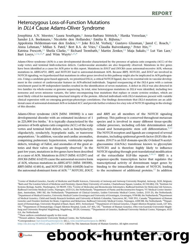 Heterozygous Loss-of-Function Mutations in DLL4 Cause Adams-Oliver Syndrome by unknow