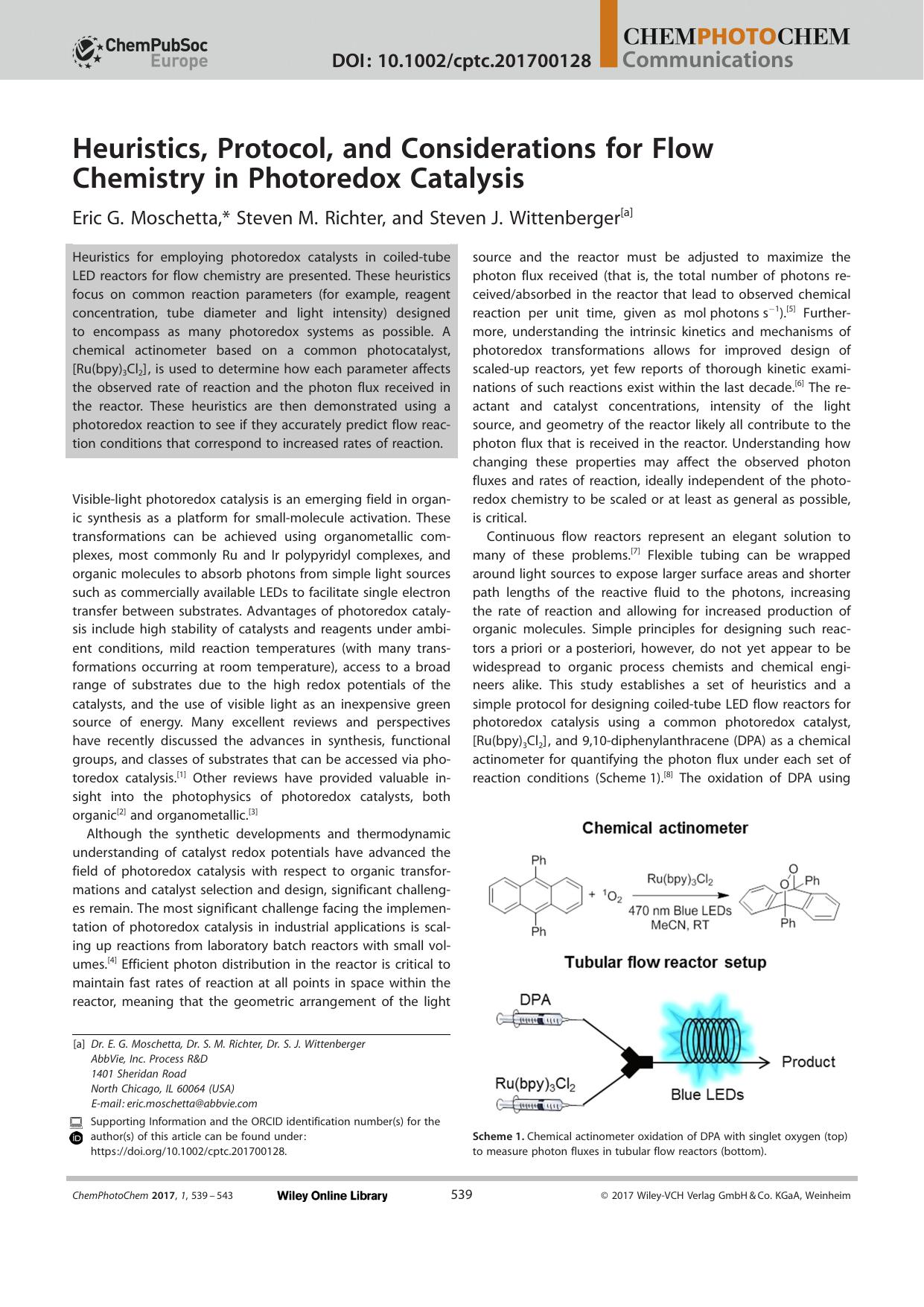 Heuristics, Protocol, and Considerations for Flow Chemistry in Photoredox Catalysis by Unknown