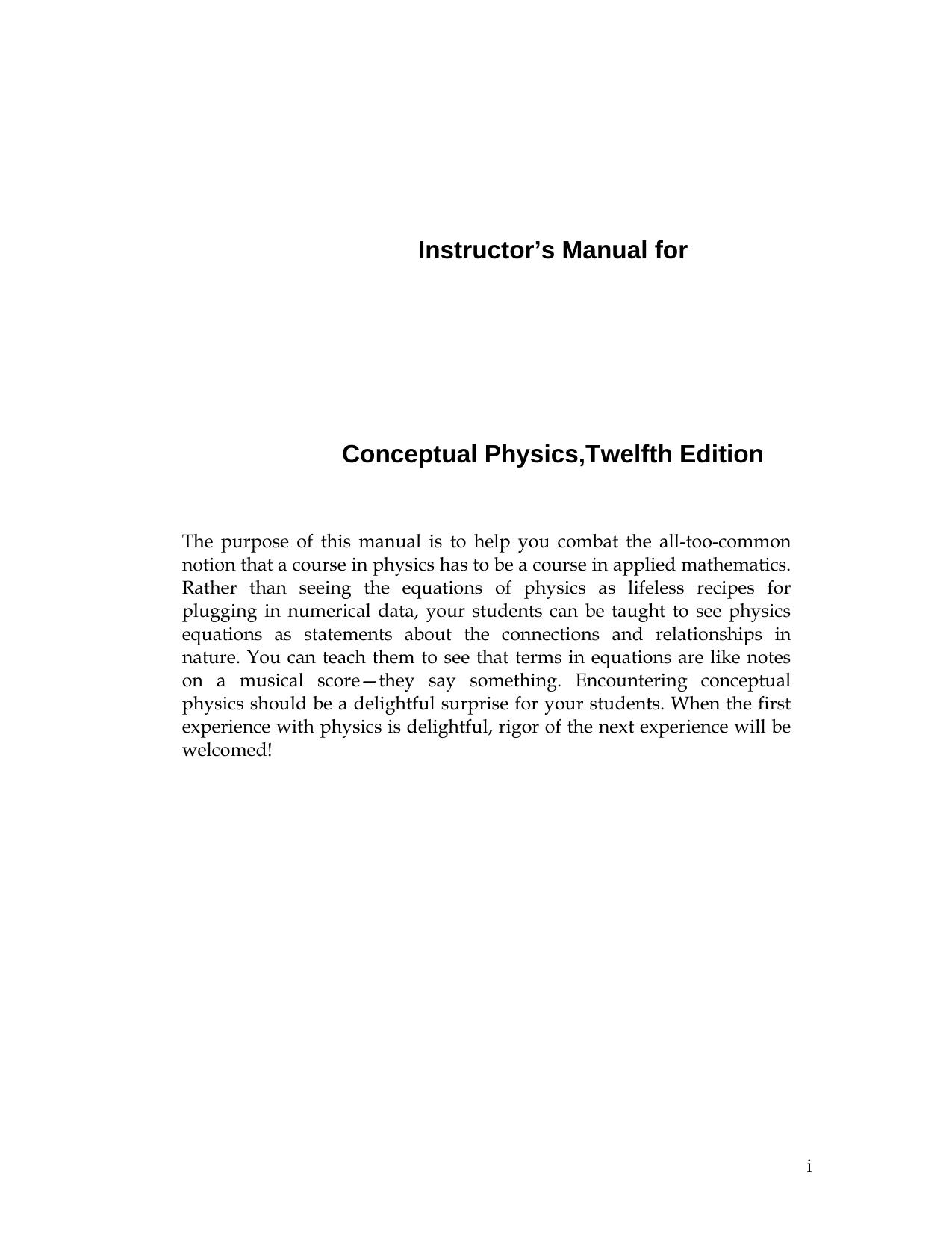 Hewitt by Instructor's Manual for Conceptual Physics 12th edition-Pearson (2014)