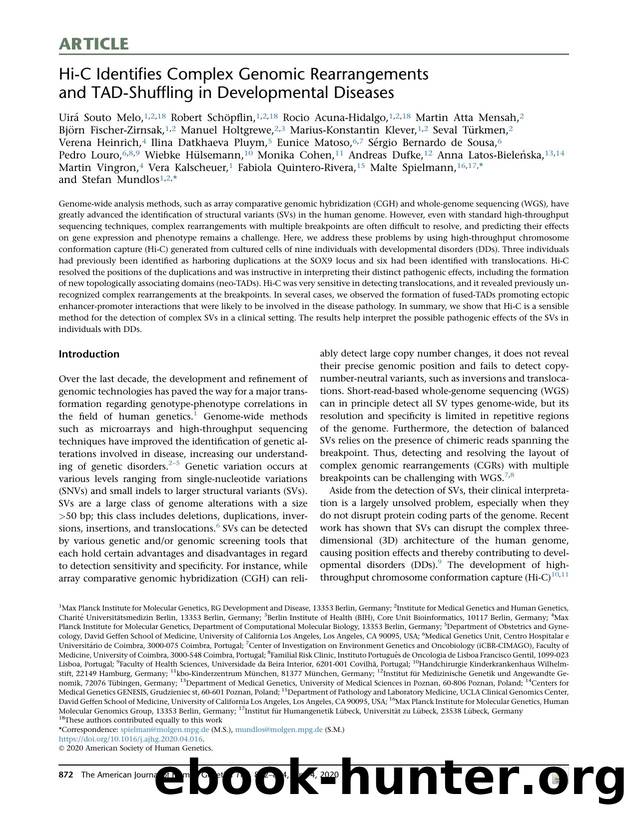 Hi-C Identifies Complex Genomic Rearrangements and TAD-Shuffling in Developmental Diseases by unknow