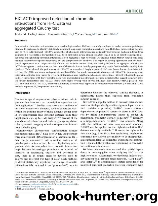 HiC-ACT: improved detection of chromatin interactions from Hi-C data via aggregated Cauchy test by Taylor M. Lagler & Armen Abnousi & Ming Hu & Yuchen Yang & Yun Li