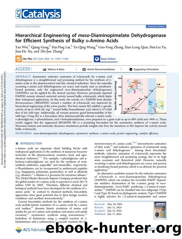 Hierarchical Engineering of meso-Diaminopimelate Dehydrogenase for Efficient Synthesis of Bulky d-Amino Acids by unknow