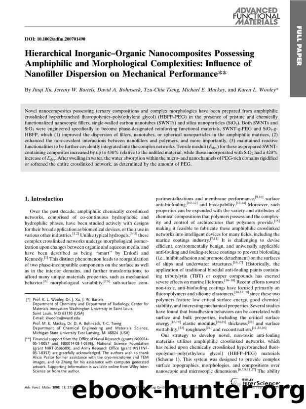 Hierarchical Inorganic-Organic Nanocomposites Possessing Amphiphilic and Morphological Complexities: Influence of Nanofiller Dispersion on Mechanical Performance by Unknown